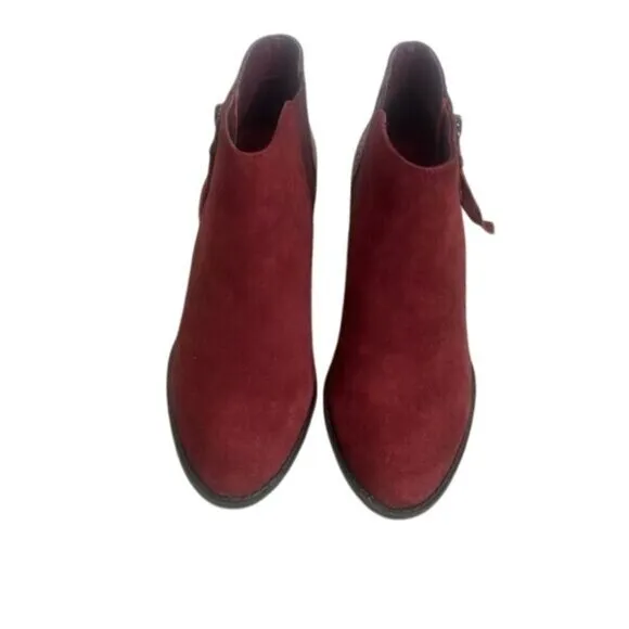 Vionic Burgundy Suede &amp; Faux Snakeskin Ankle Boots With Side Zipper Womens Size