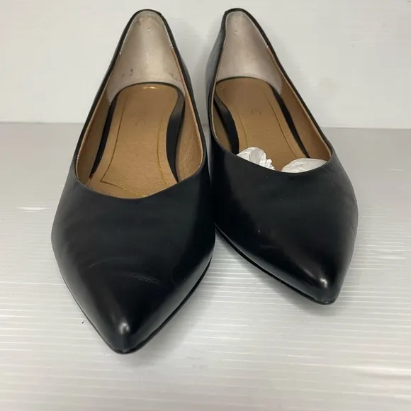 Vionic Josie Black Pointed Toe Kitten Heel Pumps Leather Shoes Size 6