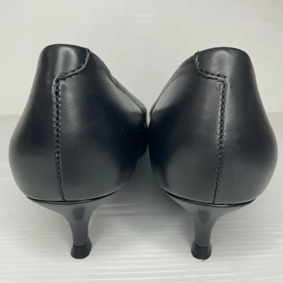 Vionic Josie Black Pointed Toe Kitten Heel Pumps Leather Shoes Size 6