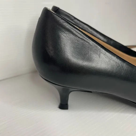 Vionic Josie Black Pointed Toe Kitten Heel Pumps Leather Shoes Size 6