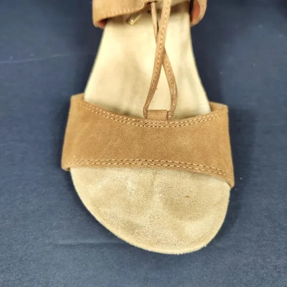 Vionic Tansy Wedge Espadrille Agave Brown Leather Strappy Sandal Women's Size 7