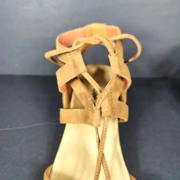 Vionic Tansy Wedge Espadrille Agave Brown Leather Strappy Sandal Women's Size 7