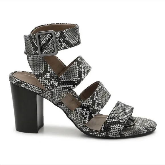 Vionic Women's Blaire Snake Print Block Heel Open Toe Sandals Size 10