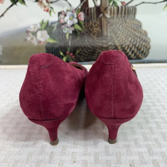 Vionic Womens Minnie Kitten Heel Mary Jane Shoes Size 6 US Burgundy Suede