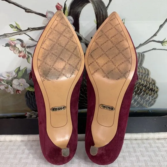 Vionic Womens Minnie Kitten Heel Mary Jane Shoes Size 6 US Burgundy Suede