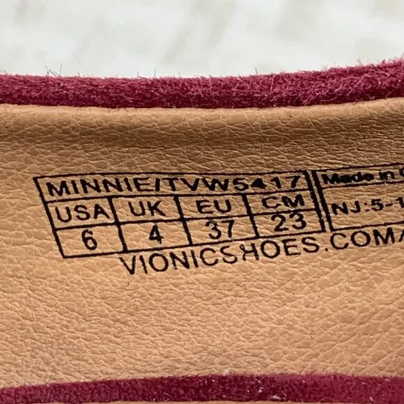 Vionic Womens Minnie Kitten Heel Mary Jane Shoes Size 6 US Burgundy Suede