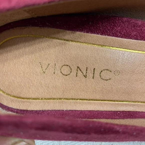 Vionic Womens Minnie Kitten Heel Mary Jane Shoes Size 6 US Burgundy Suede