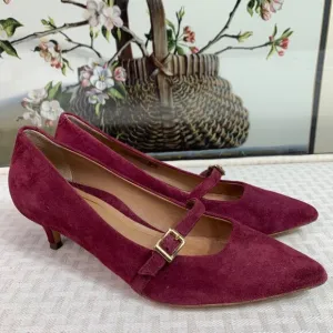 Vionic Womens Minnie Kitten Heel Mary Jane Shoes Size 6 US Burgundy Suede