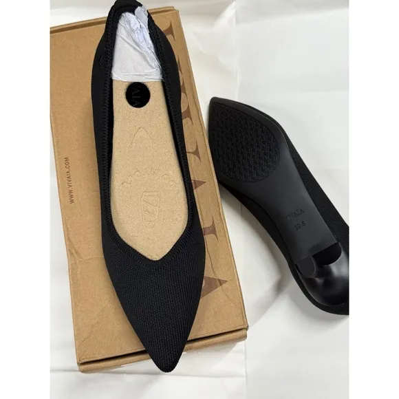 VIVAIA Heel Pumps Pointed Toe Knit Dress Shoes Black Heels size EU/39.5 US/8.5