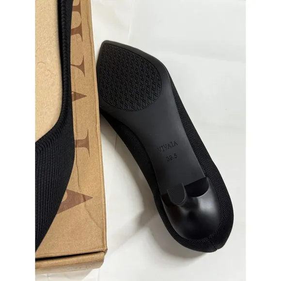 VIVAIA Heel Pumps Pointed Toe Knit Dress Shoes Black Heels size EU/39.5 US/8.5