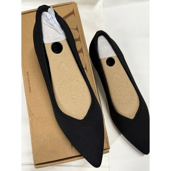 VIVAIA Heel Pumps Pointed Toe Knit Dress Shoes Black Heels size EU/39.5 US/8.5