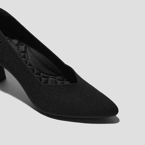VIVAIA Heel Pumps Pointed Toe Knit Dress Shoes Black Heels size EU/39.5 US/8.5