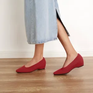 VIVAIA Mackenzi Square Toe Low Wedge Heels Ruby Red Size 39/8 NWOB