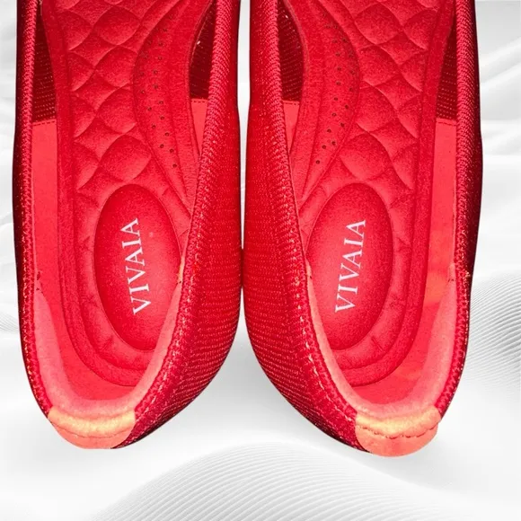 VIVAIA Mackenzi Square Toe Low Wedge Heels Ruby Red Size 39/8 NWOB