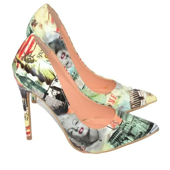 Vogue Magazine Marylin Monroe British Jack Red Blue Europe Heels Stilettos 7