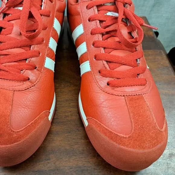 VTG Adidas Samoa Mens Red White Leather Casual Trainer Athletic Sneakers Sz 11