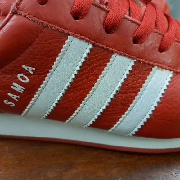 VTG Adidas Samoa Mens Red White Leather Casual Trainer Athletic Sneakers Sz 11