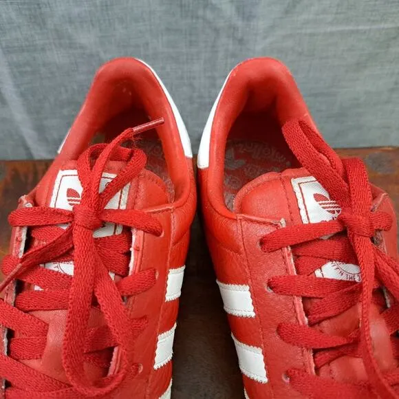 VTG Adidas Samoa Mens Red White Leather Casual Trainer Athletic Sneakers Sz 11