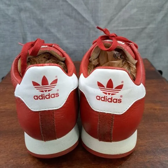 VTG Adidas Samoa Mens Red White Leather Casual Trainer Athletic Sneakers Sz 11
