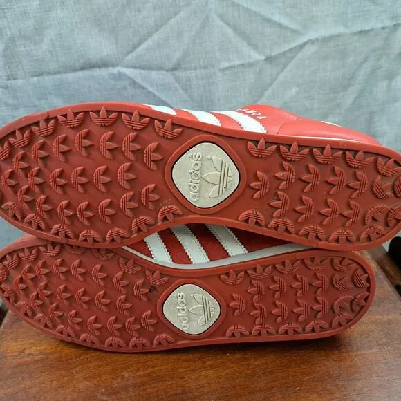 VTG Adidas Samoa Mens Red White Leather Casual Trainer Athletic Sneakers Sz 11