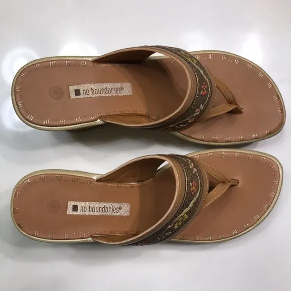 VTG No Boundaries Women’s Cass Floral Embroidered Sequin Synthetic Wedge Sandals