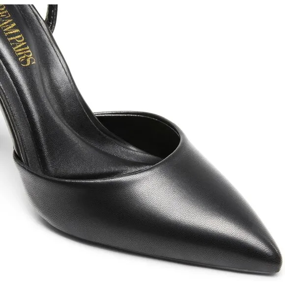 Women Black  High Heels Closed Pointed Toe Dress Ankle Strap Stiletto Heel Party
