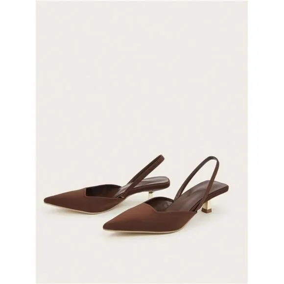 Women Plain Color Kitten Heel Shoes Fashionable Ankle-Strap Open Toe High Heels