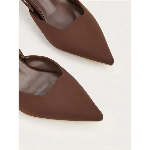 Women Plain Color Kitten Heel Shoes Fashionable Ankle-Strap Open Toe High Heels