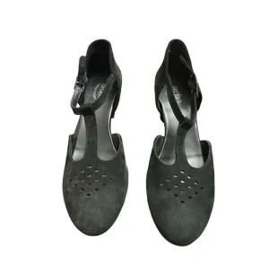 Women's Arche Picto Wedge Heel Sandals Noir Black Suede Leather Size 38 (7.5)
