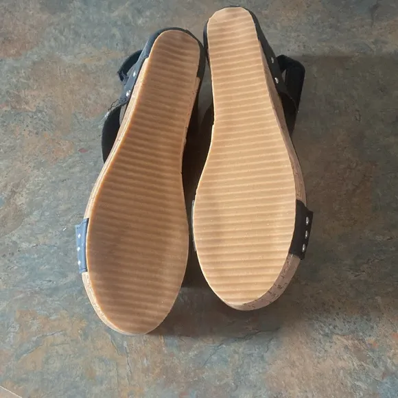 Women’s Black Slingback Wedge Sandals NWOT 9-9.5