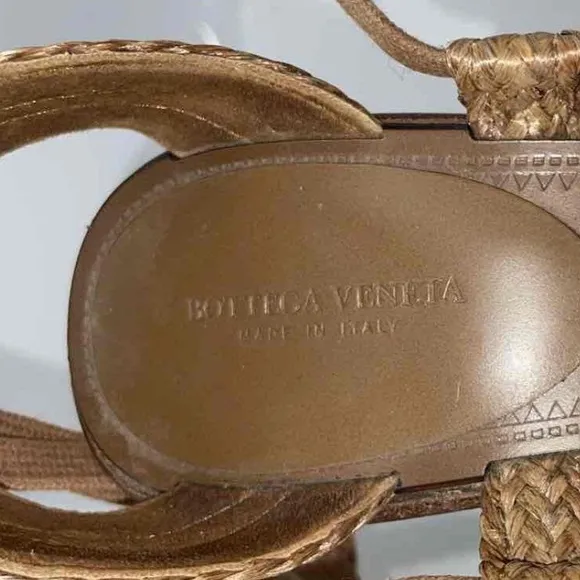 Women’s Bottega Veneta Platform Wedge Braided Wedge Sandals - Brown Size 39