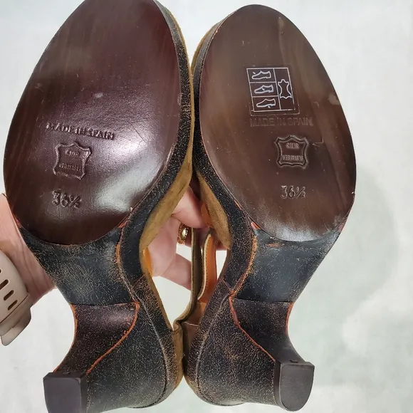 Womens Coclico Brown Suede Leather Peep Toe Heeled Dance Comfort Sandals Sz 36.5