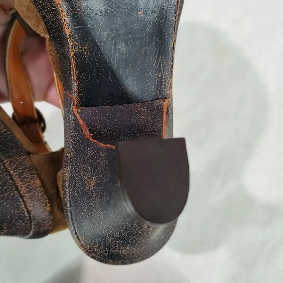 Womens Coclico Brown Suede Leather Peep Toe Heeled Dance Comfort Sandals Sz 36.5