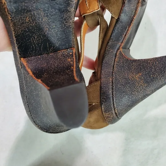 Womens Coclico Brown Suede Leather Peep Toe Heeled Dance Comfort Sandals Sz 36.5