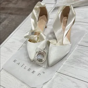 Women's Cream Satin Heels