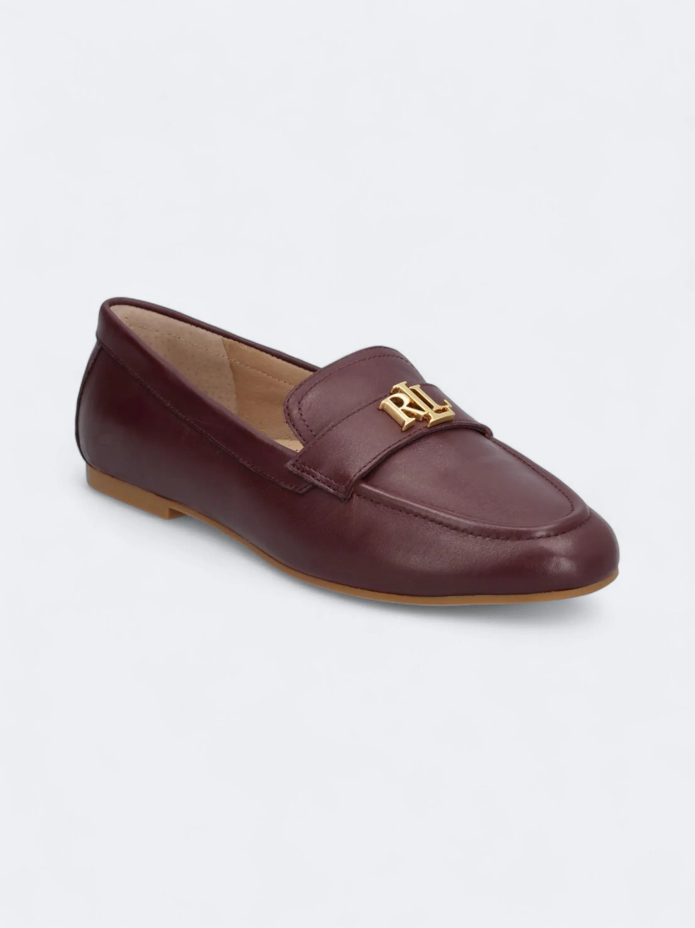 Women's Leather Flat Shoes,Burgundy