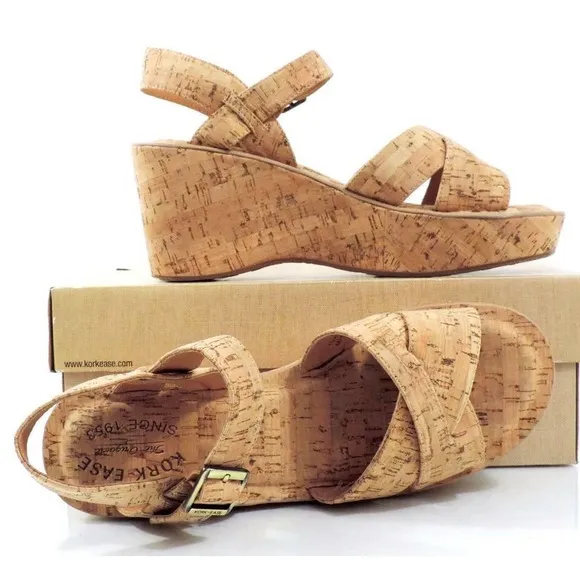 Women's Shoes Kork Ease AVA Platform Wedge Sandals Comfort Natural Cork Size 10