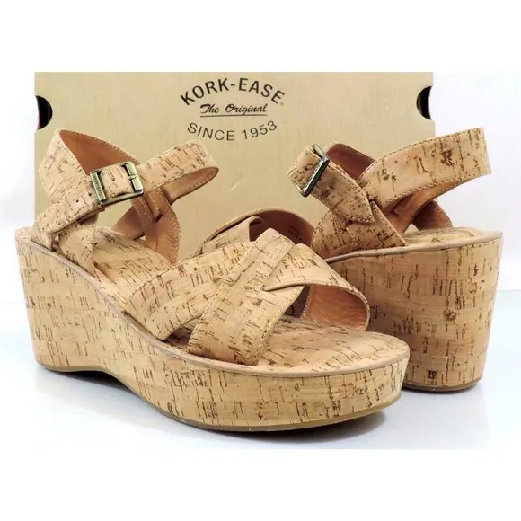 Women's Shoes Kork Ease AVA Platform Wedge Sandals Comfort Natural Cork Size 10