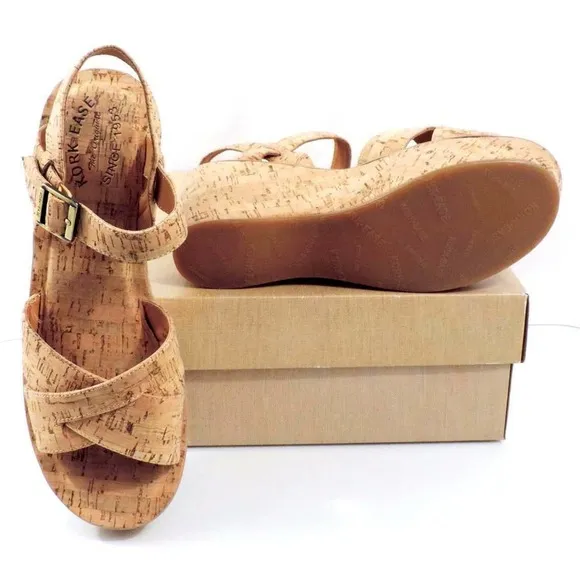 Women's Shoes Kork Ease AVA Platform Wedge Sandals Comfort Natural Cork Size 10