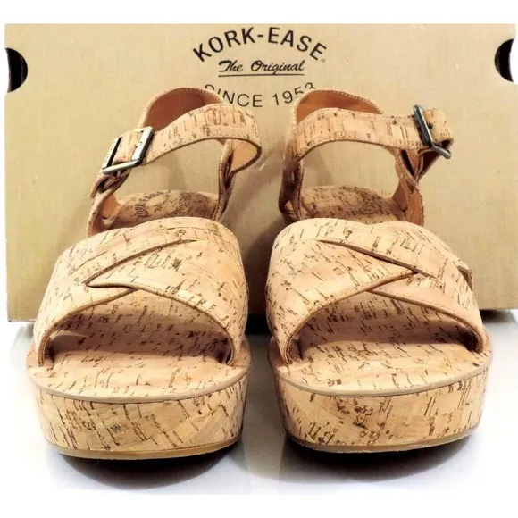 Women's Shoes Kork Ease AVA Platform Wedge Sandals Comfort Natural Cork Size 10
