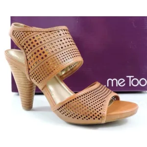 Women's Shoes Me Too Dixie 4 Leather Dress Heels Sandal Sandal Wood Tan Size 8.5