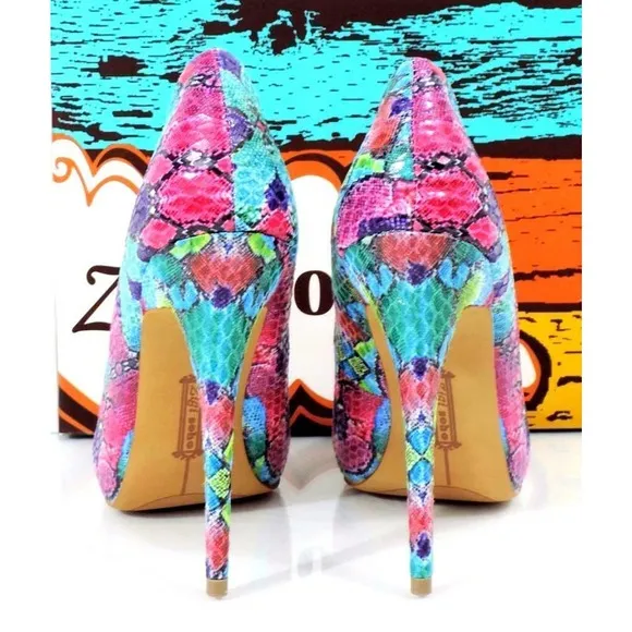 Women's Shoes Zigi Soho Banen Open Toe Pumps Heels Fushia Pink / Blue Size 7.5