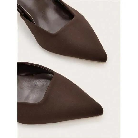 Women's Solid Color Kitten Heel Shoes, Elegant Pointed Toe High Heels