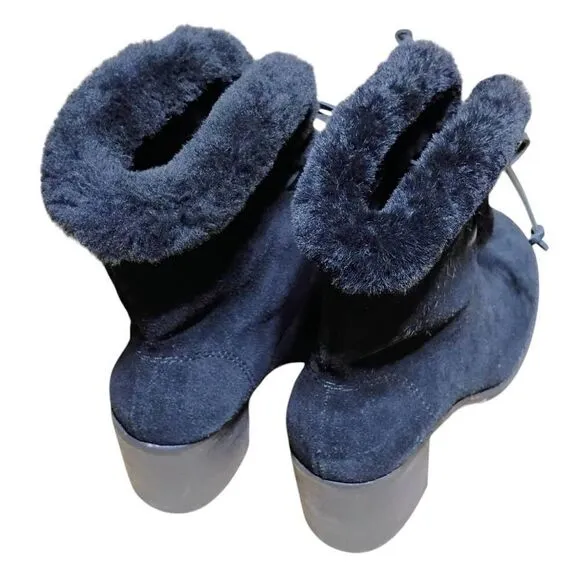 Womens Splendid Cassidy Faux Fur Lace-Up Block Heel Boots 7.5
