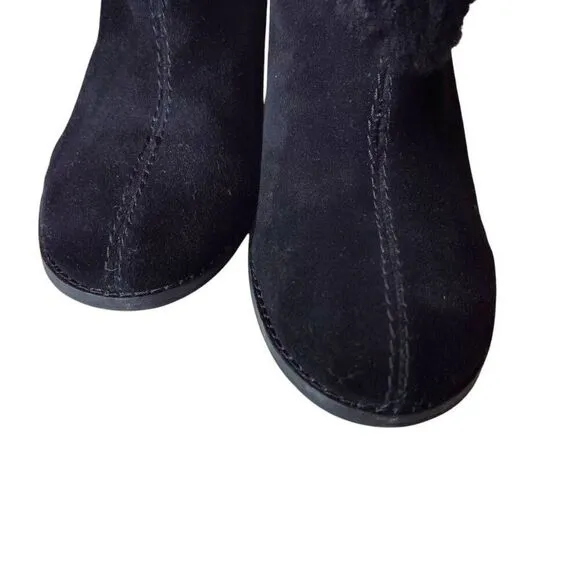 Womens Splendid Cassidy Faux Fur Lace-Up Block Heel Boots 7.5