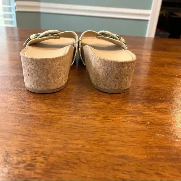 Women's Veronica Beard Dixie Snake-Print Natural Buckle Slide Sandals size 9