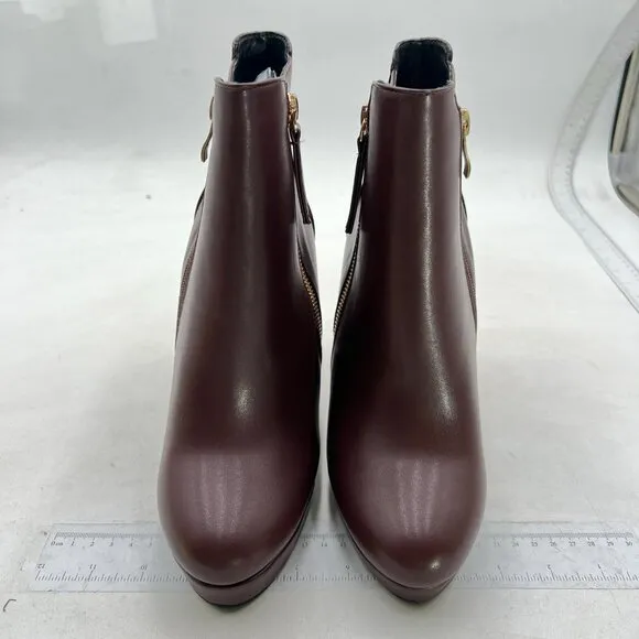 Women's Wedge Boots, Comfortable Ankle Wedge Booties with Side Zipper Brown