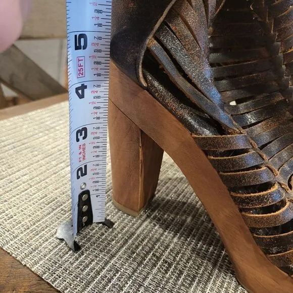 Wooden platform shoes size 9