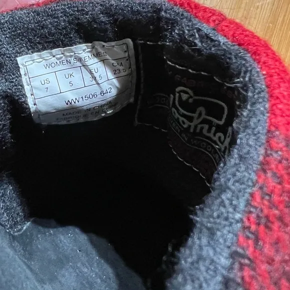 Woolrich Red &amp; Black Wool Check Plaid Buffalo Mule Clogs Size 7