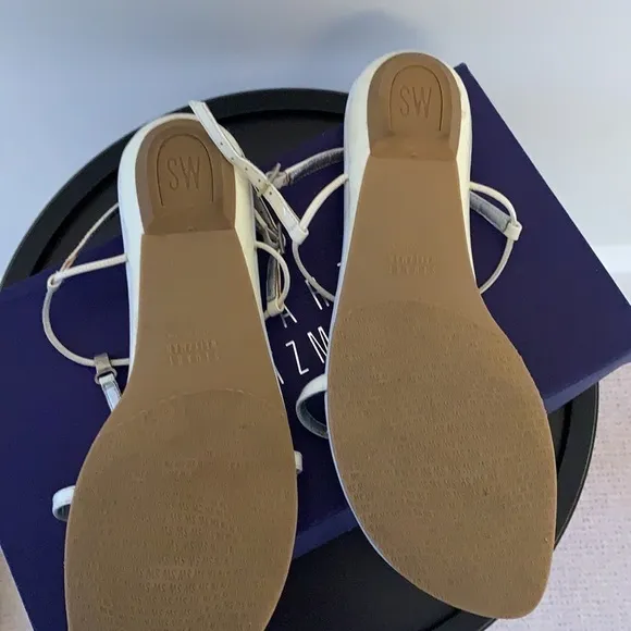 W/ORIGINAL BOX Stuart Weitzman ItsyBitsy sandals White Soft Patent size 8.5